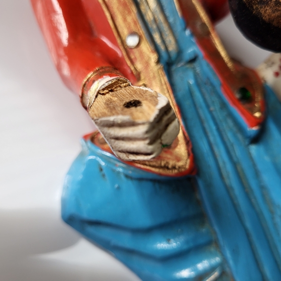 Vintage Carved Wooden Folkart Musician Figure Wall Hanging - Picture 8 of 16